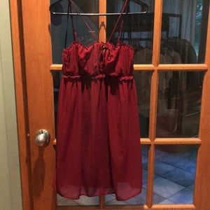 City studio women’s dress. Sz M. Color burgundy. Spaghetti straps and center tie